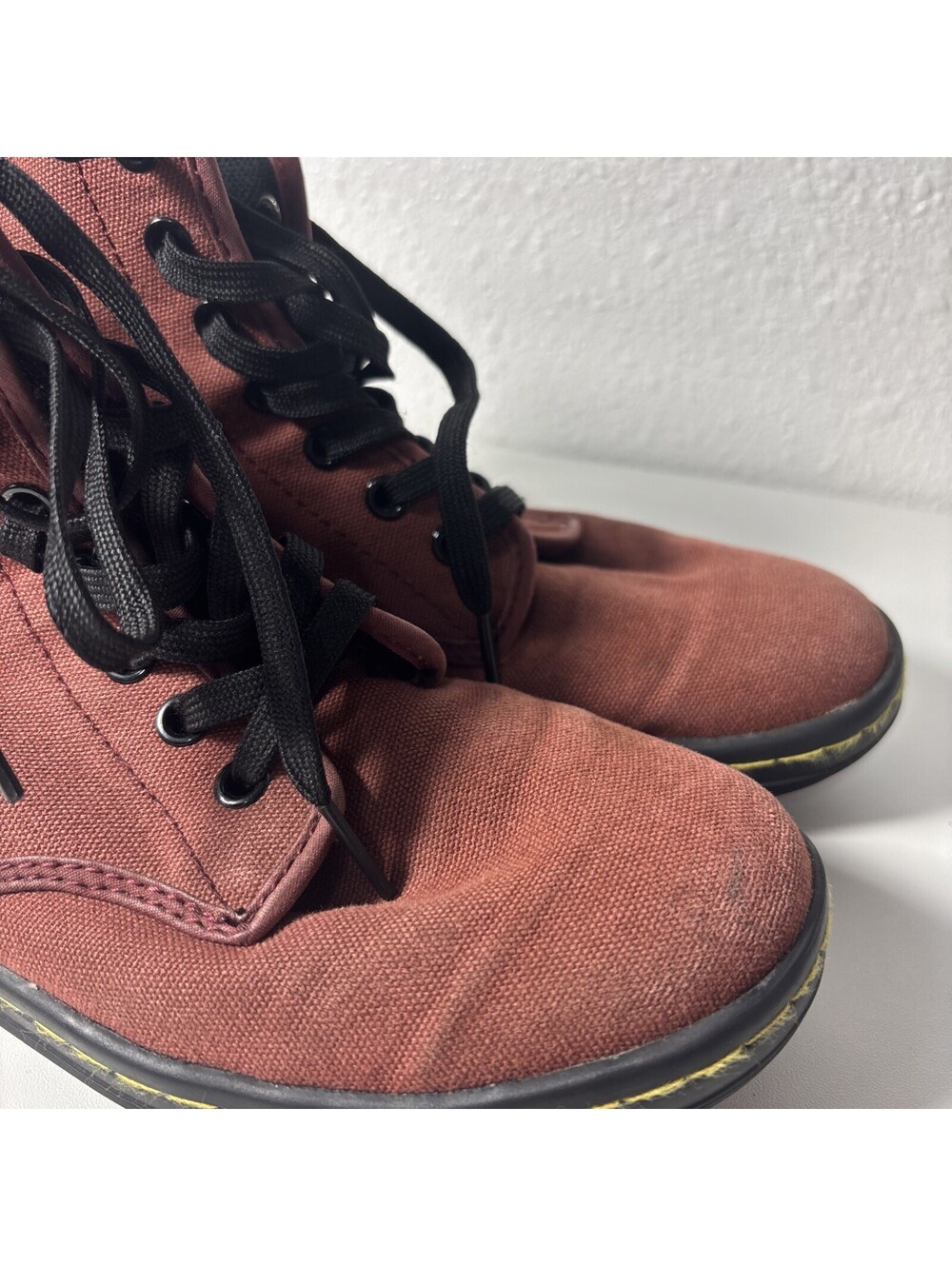 Dr. Martens Air Wair Shoreditch Boots Womens Size 7 Canvas Burgundy Maroon - Picture 5 of 8